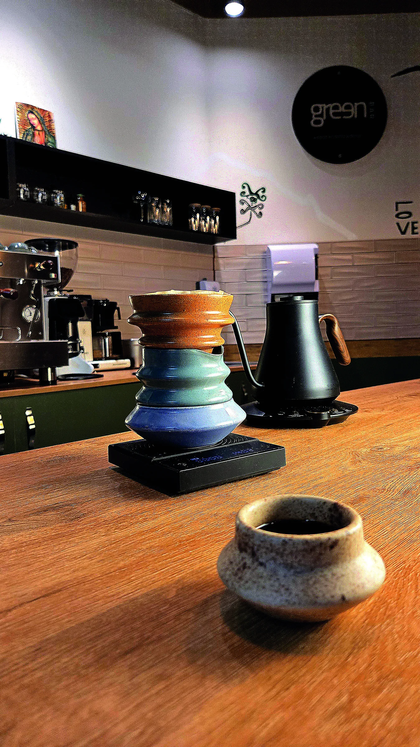 Coffee preparation at La Pandora Coffee